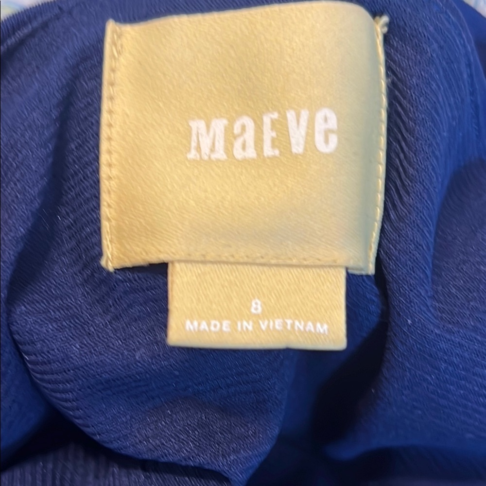 Maeve Anthropologie Navy Blue Braided Waist Maxi Dress V-Neck Sleeveless Size 8 - Picture 7 of 8